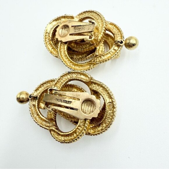 Vintage CASTLECLIFF Gold Tone Knot Clip On Earrings - Picture 5 of 6